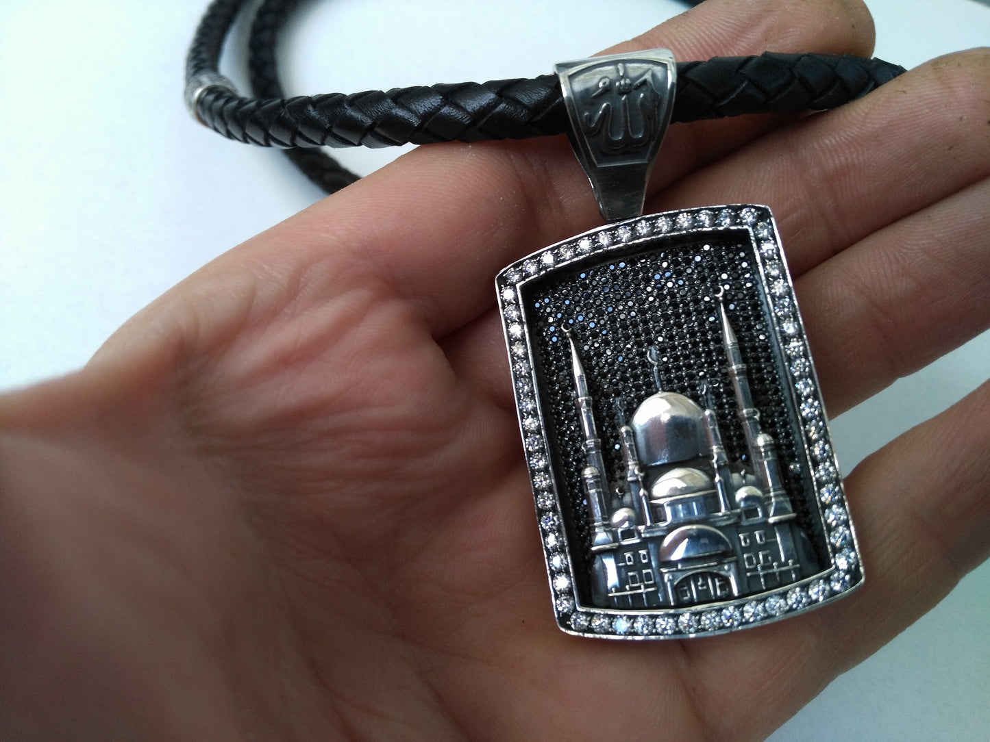 Silver pendant 60x30 mm with religious symbol