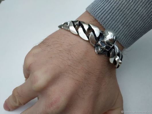 biker bracelet silver gothic design