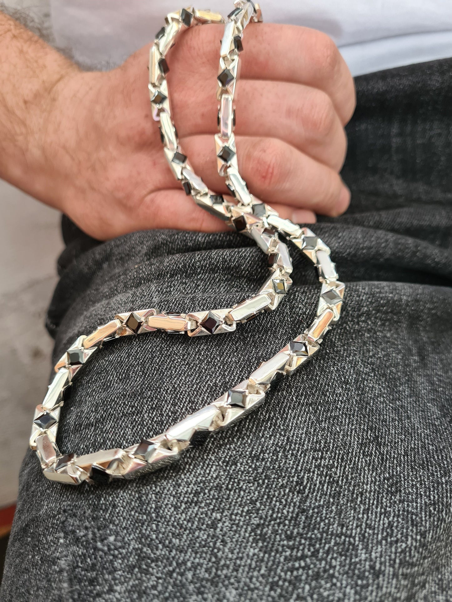 jewelry with natural agate for men