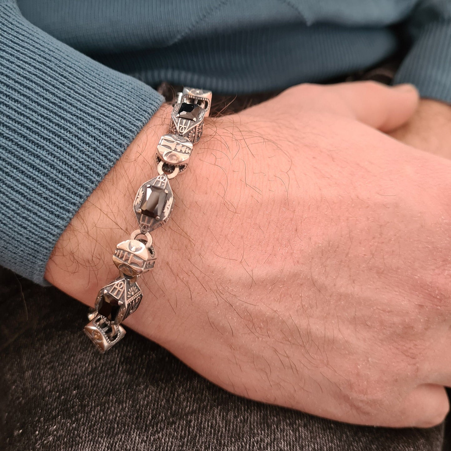 Handmade Massive Silver Ptah Bracelet