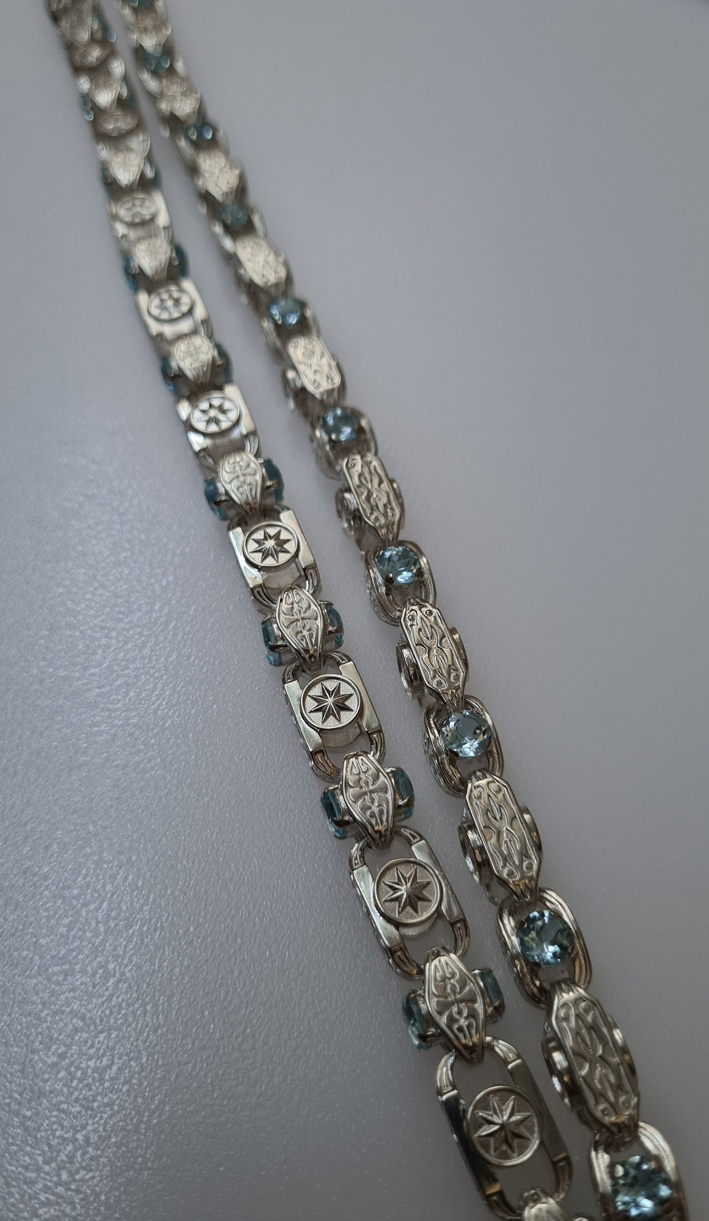 necklace with topaz and lock with engraved Fortune favors the bold
