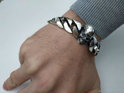 biker bracelet silver gothic design