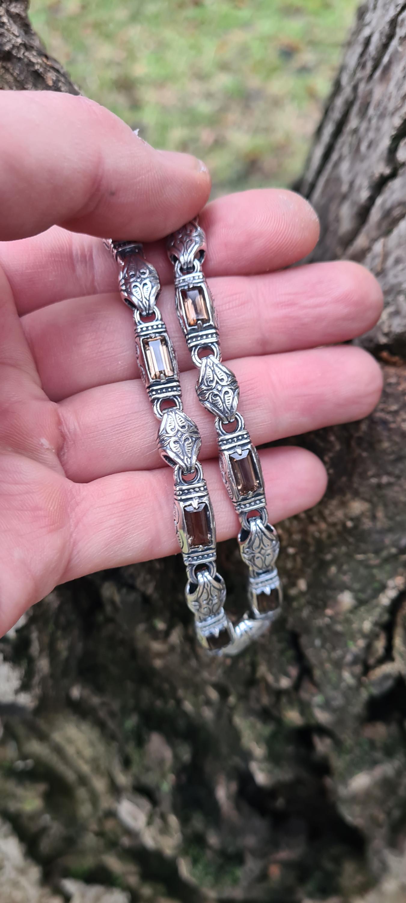 Men's Bracelet with Protection Stone and Gothic Style