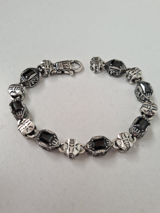 Egyptian Silver Bracelet with Onyx Stone