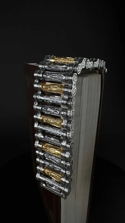 Exclusive silver bracelet with gilding and images of saints