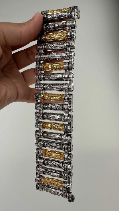 Men's amulet bracelet with gilded inserts and icons