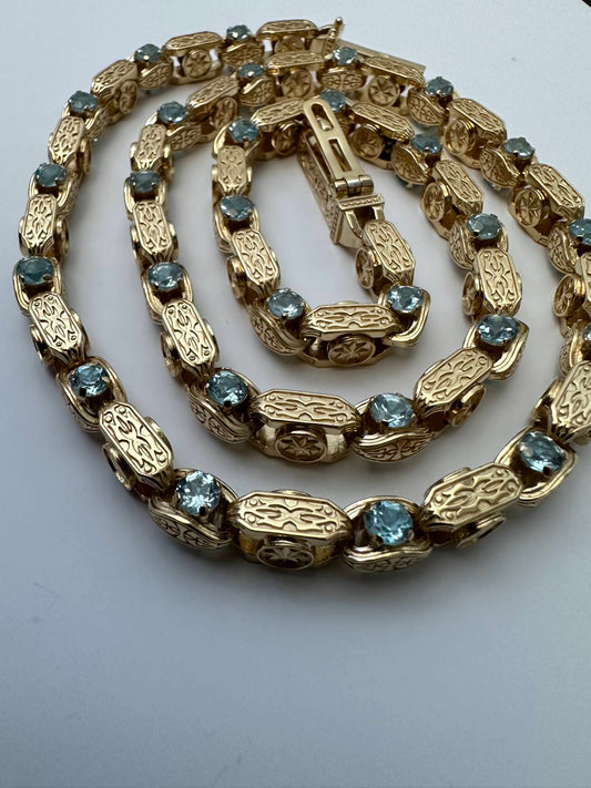 Men’s silver chain with natural topaz and 18K gold plating