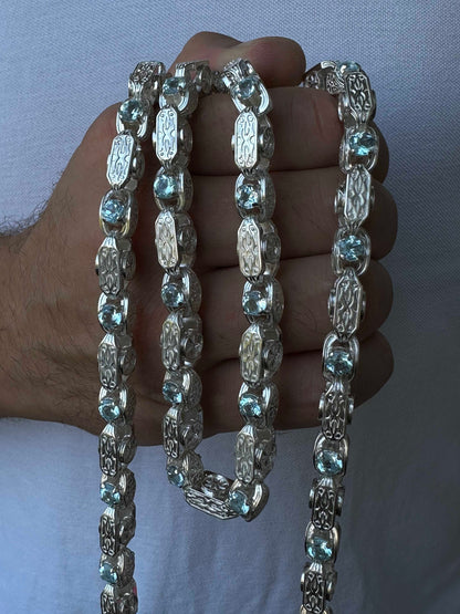 men's 925 silver necklace with topaz