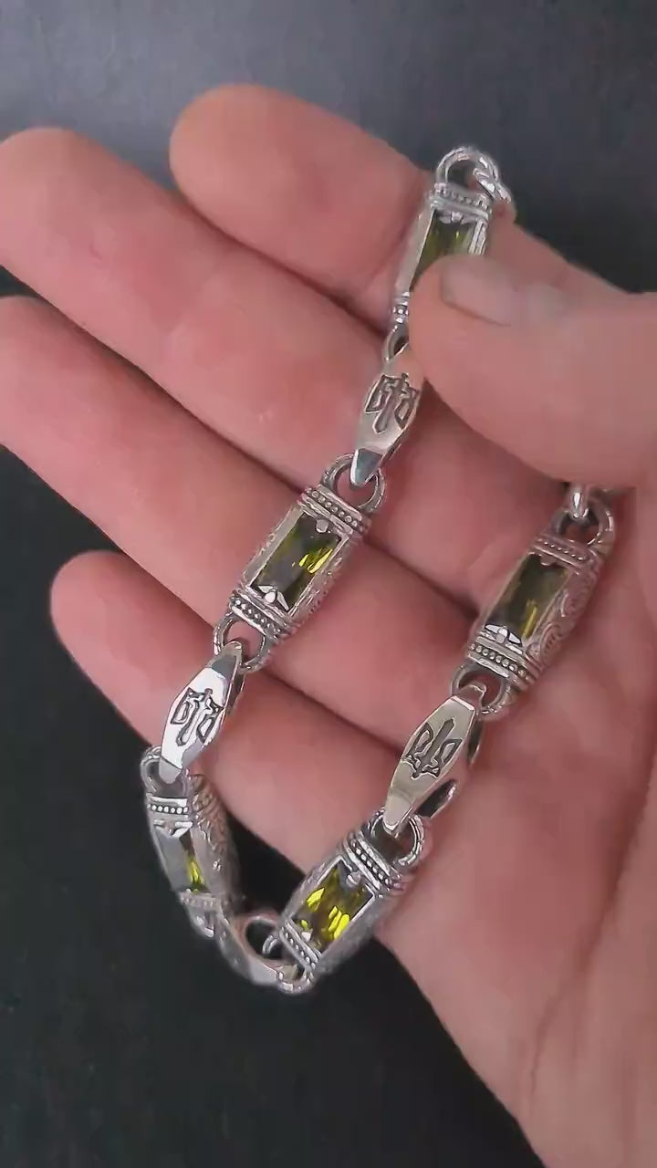 Heavy silver bracelet 925 with tryzub national symbol video