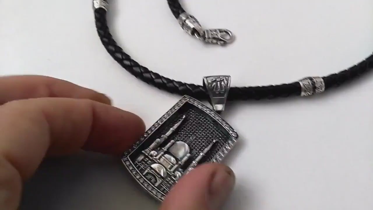Starry Sky Effect - Black Onyx in Silver Pendant Video