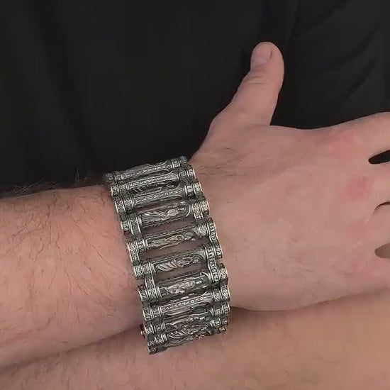 exclusive bracelet with relief images of saints handmade