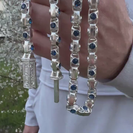 925 Sterling Silver Chain for Men with Blue Accent video