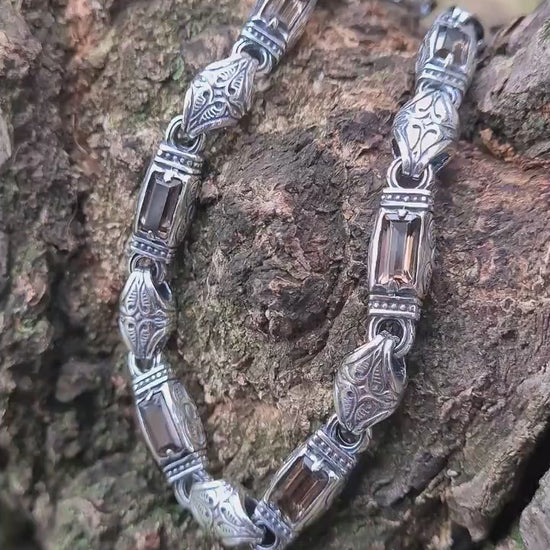 Silver Gothic Smoky Quartz Bracelet VIDEO