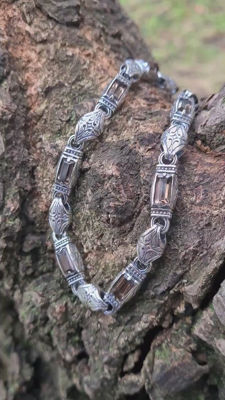 Silver Gothic Smoky Quartz Bracelet VIDEO