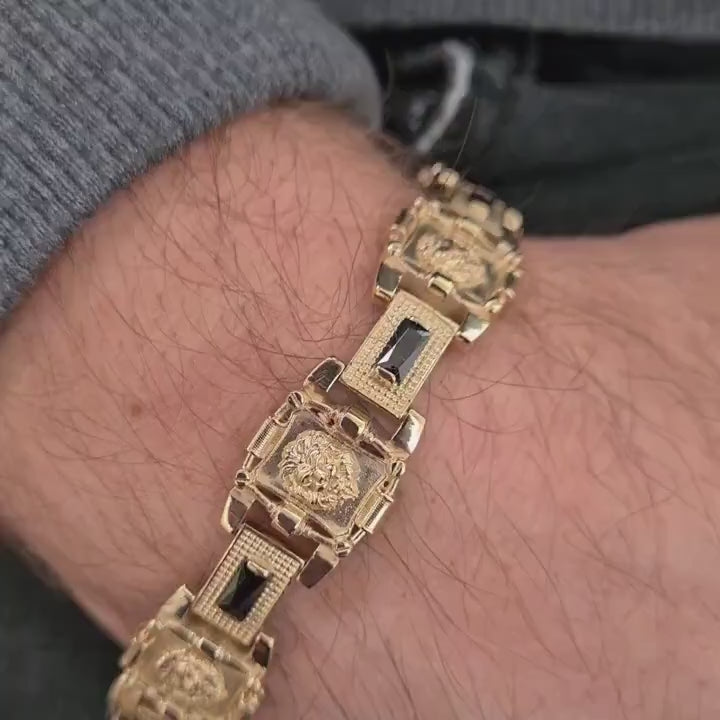 925 silver gold plated lion bracelet video