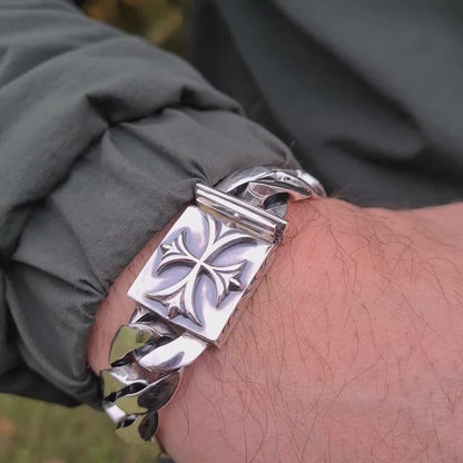mens gothic sterling silver skull bracelet video