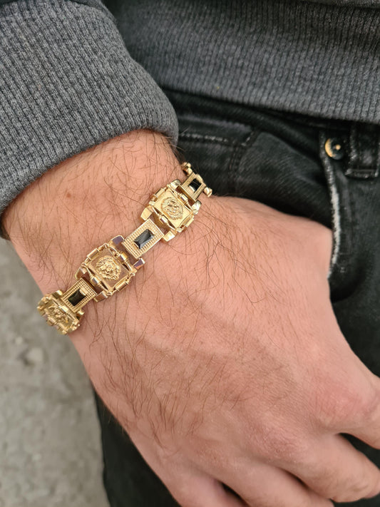 925 silver gold plated lion bracelet