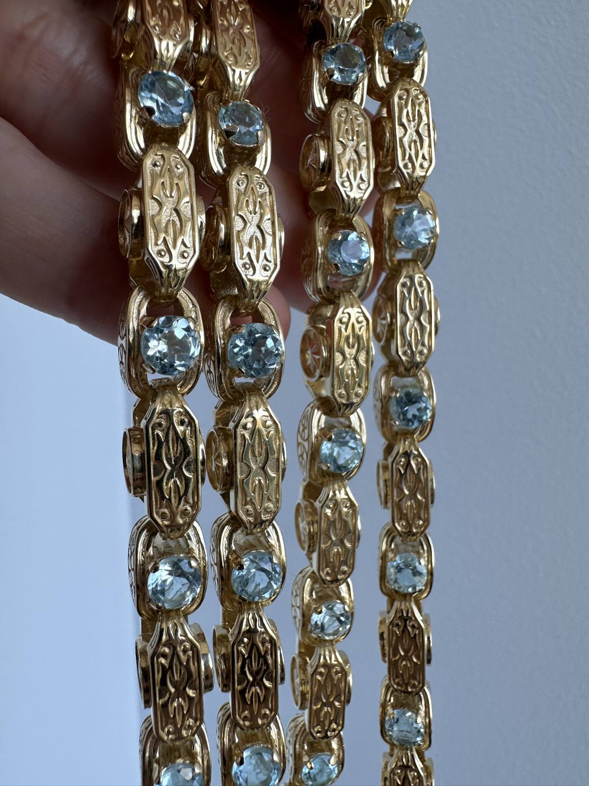 Heavy 180g sterling silver chain with topaz stones