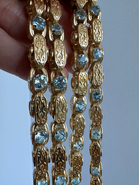 Heavy 180g sterling silver chain with topaz stones