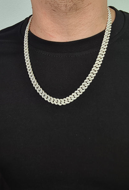 brutal silver chain with faceted moissanite