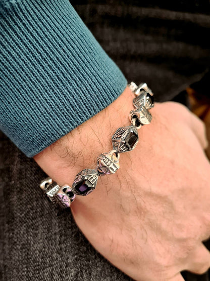 Exclusive Silver Ptah Bracelet with Onyx