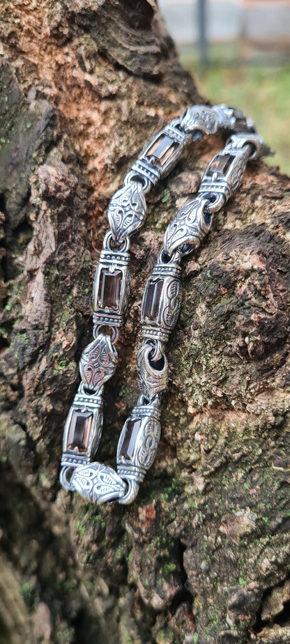 Silver Gothic Smoky Quartz Bracelet