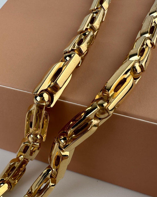 Heavy silver chain 925 with gold cover, 6mm wide